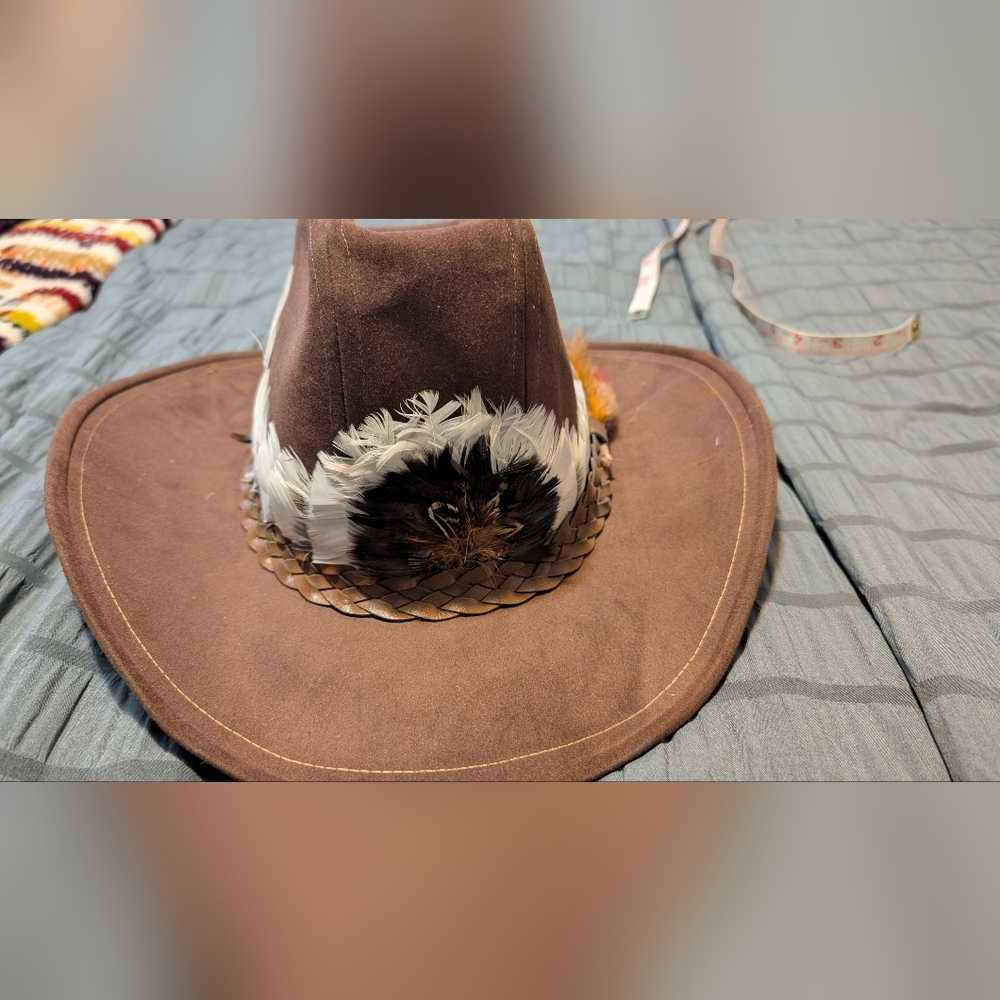 Brown Feathered Hat - Picture 3 of 5